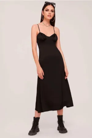 Ruched Bust Satin Cami Dress