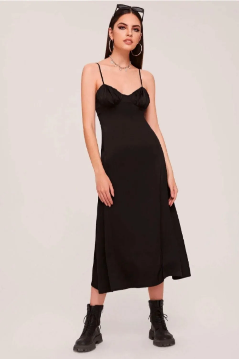 Ruched Bust Satin Cami Dress
