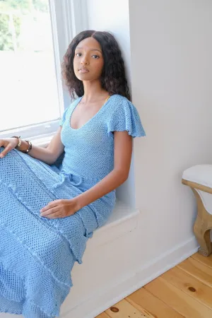 Ruffle Sleeve Top in Periwinkle