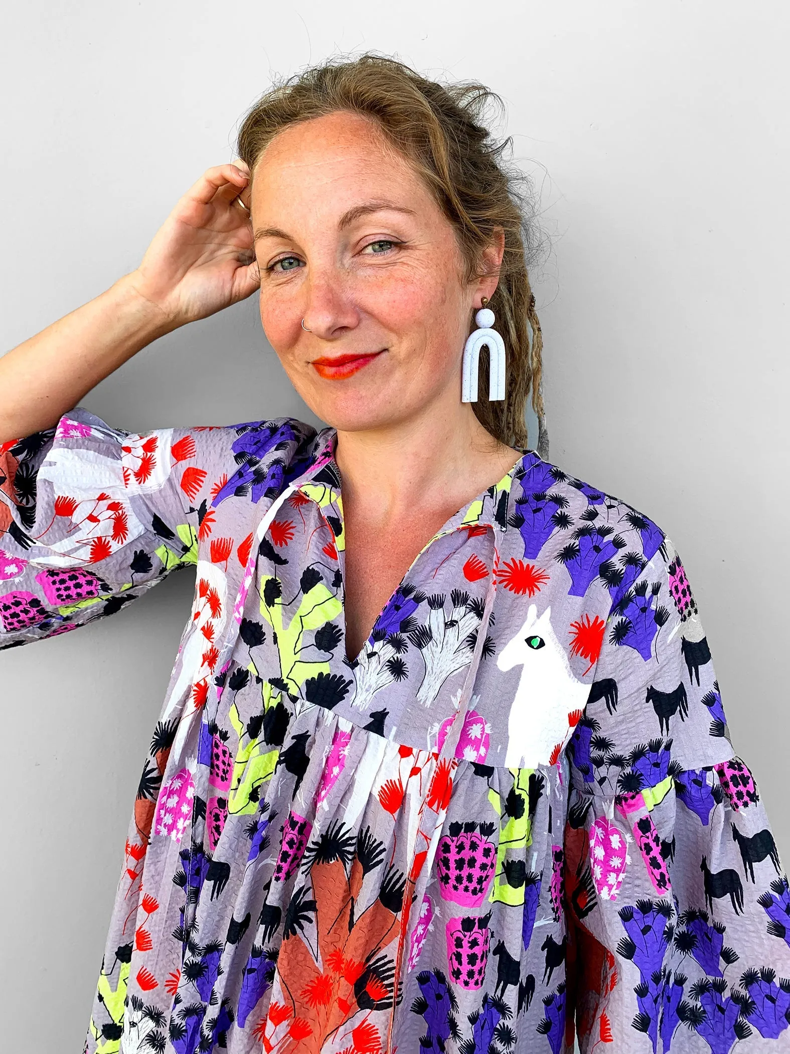 (SAMPLES) Lumo Glow Cacti dress 100% seersucker cotton
