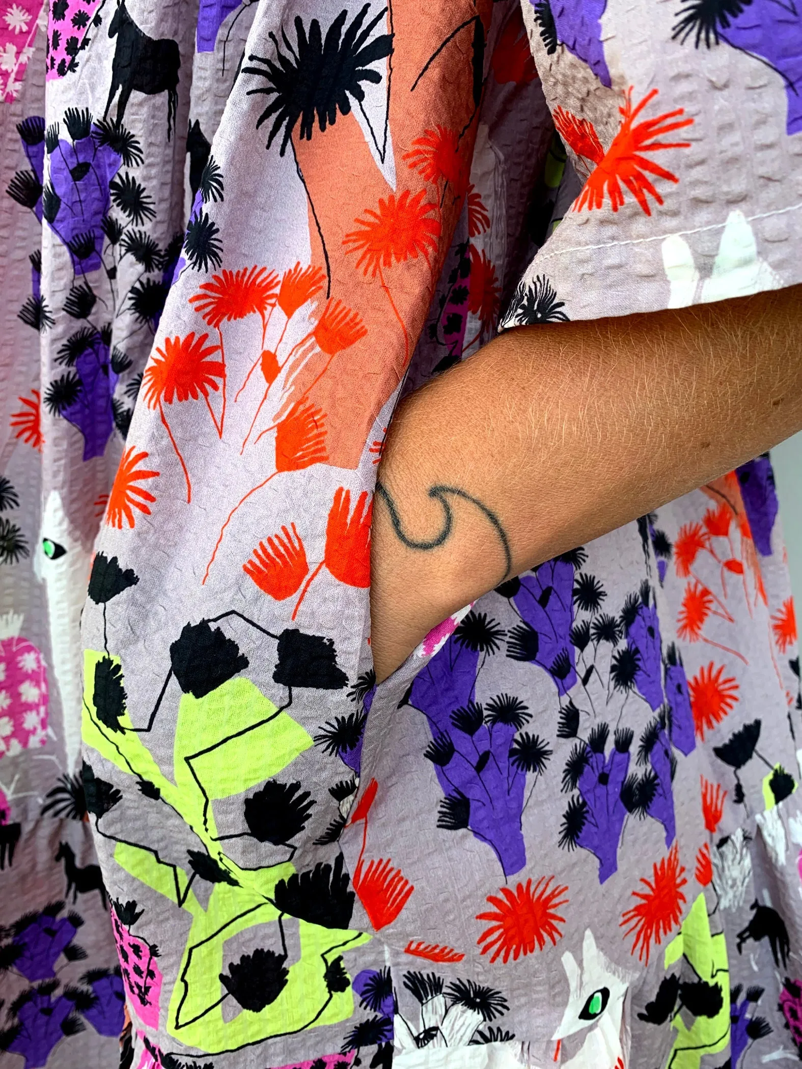 (SAMPLES) Lumo Glow Cacti dress 100% seersucker cotton