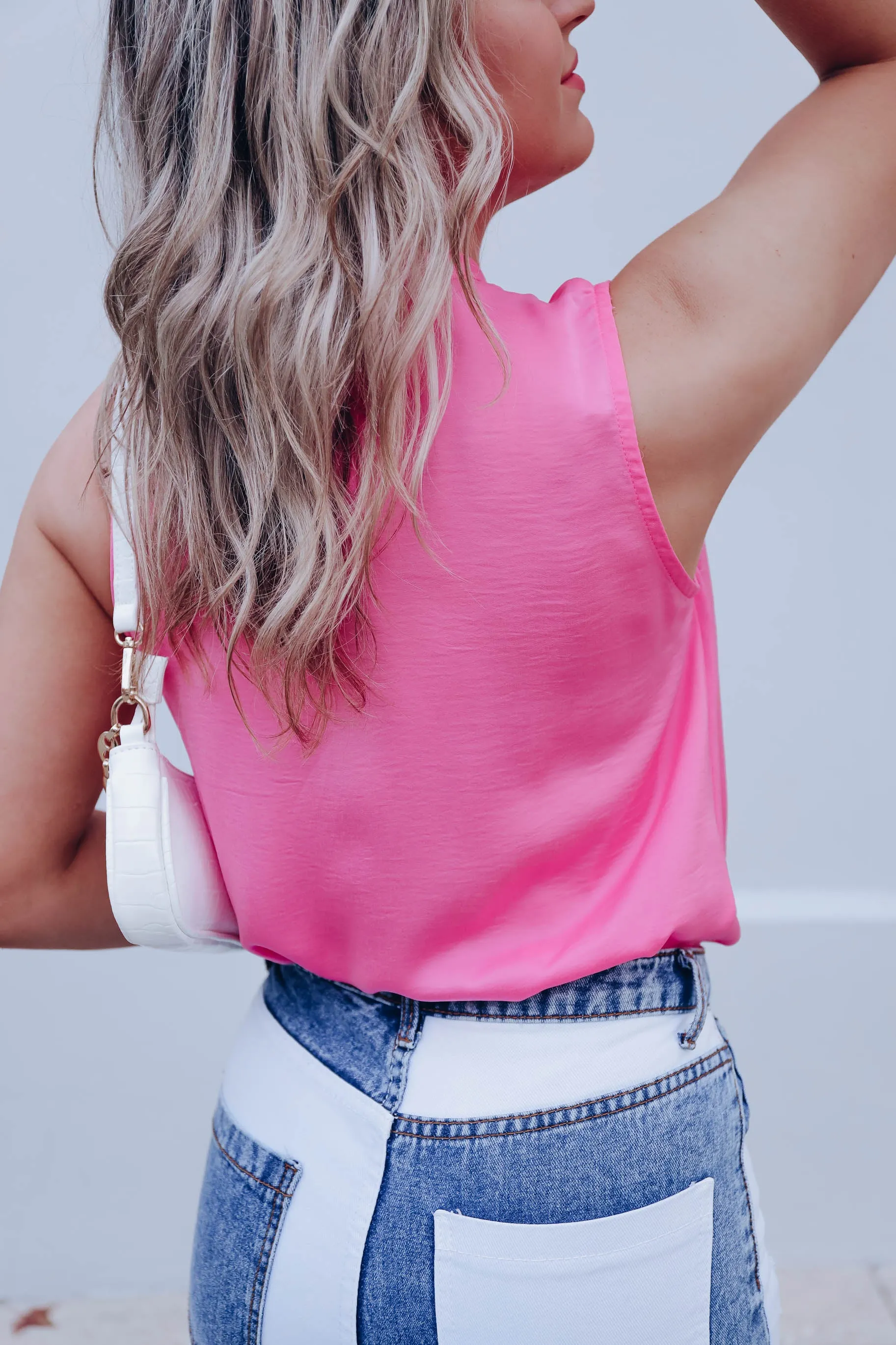 Sandie Satin Surplice Bodysuit - Pink