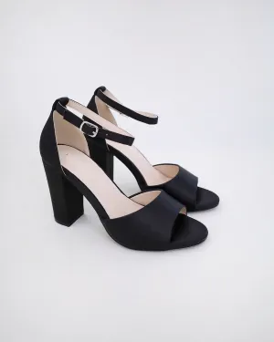 Satin Block Heel Evening Sandals