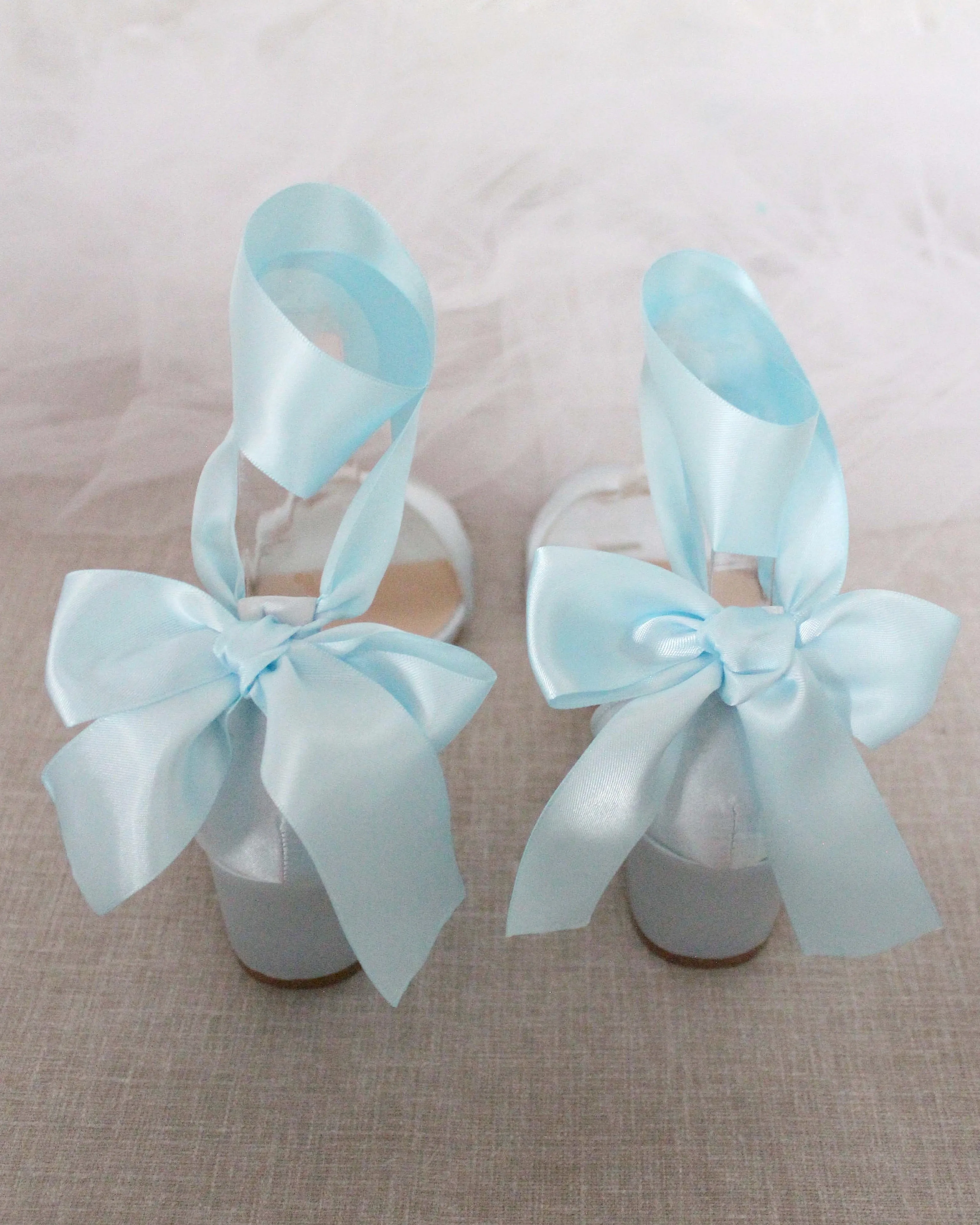 Satin Block Heel Sandal with Wrapped Ribbon Tie
