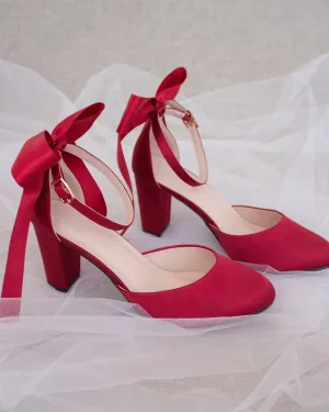 Satin Block Heel with Satin Back Bow