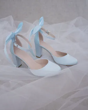 Satin Block Heel with Satin Back Bow