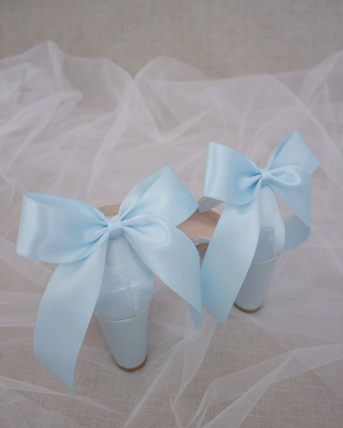 Satin Block Heel with Satin Back Bow
