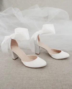 Satin Block Heel with Wrapped Ankle Tie