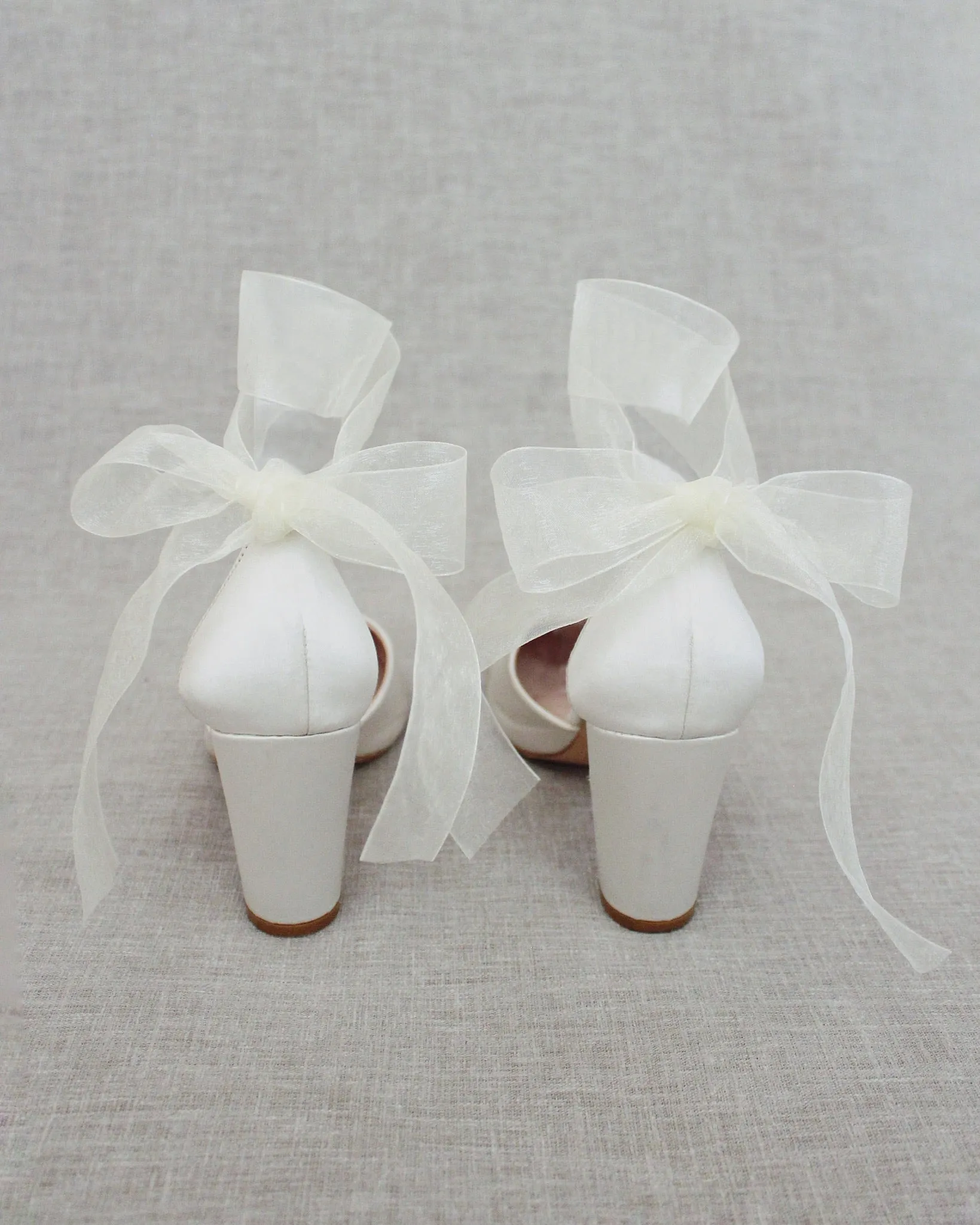 Satin Block Heel with Wrapped Ankle Tie