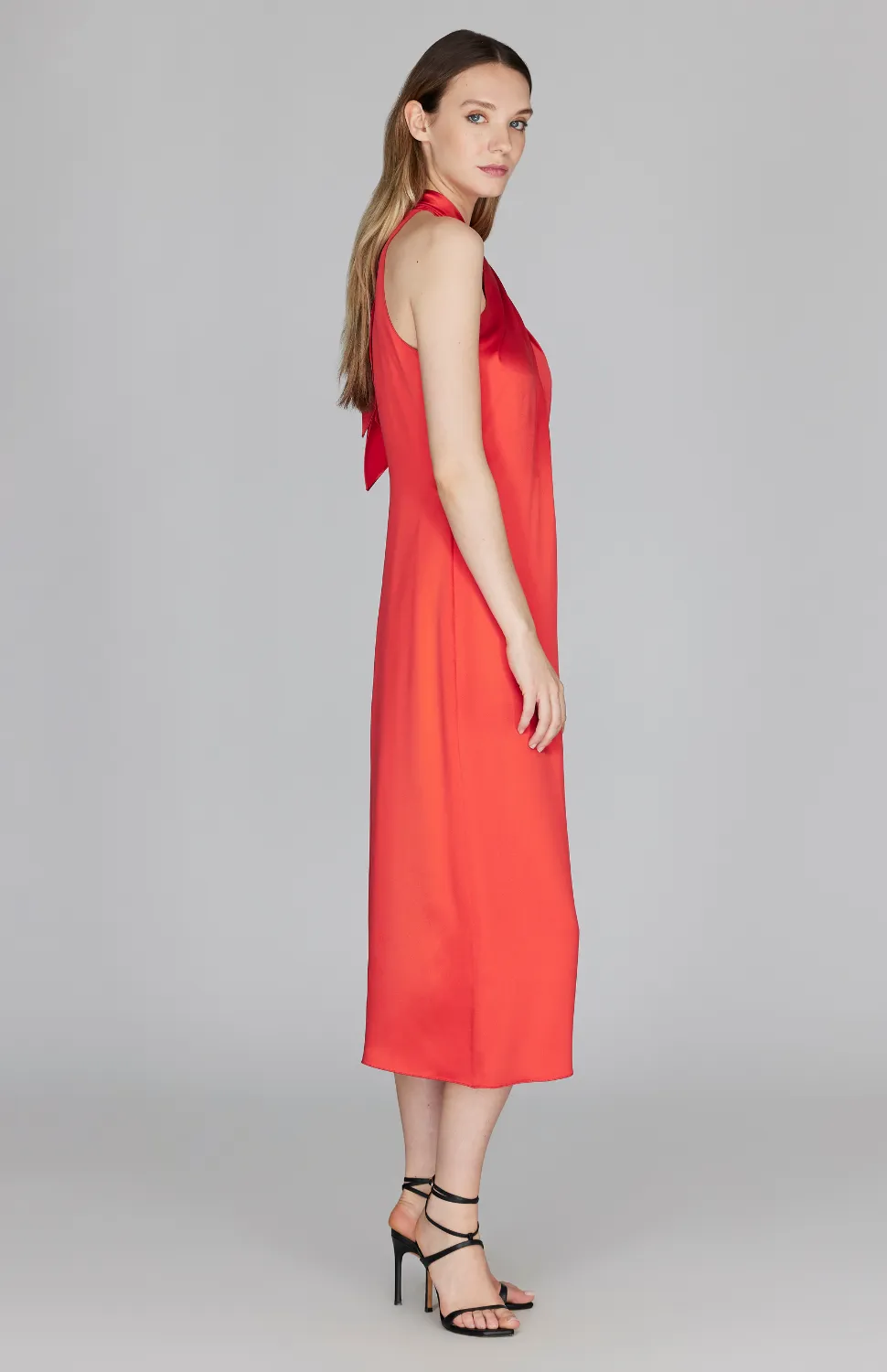 Satin Crossover Neck Dress
