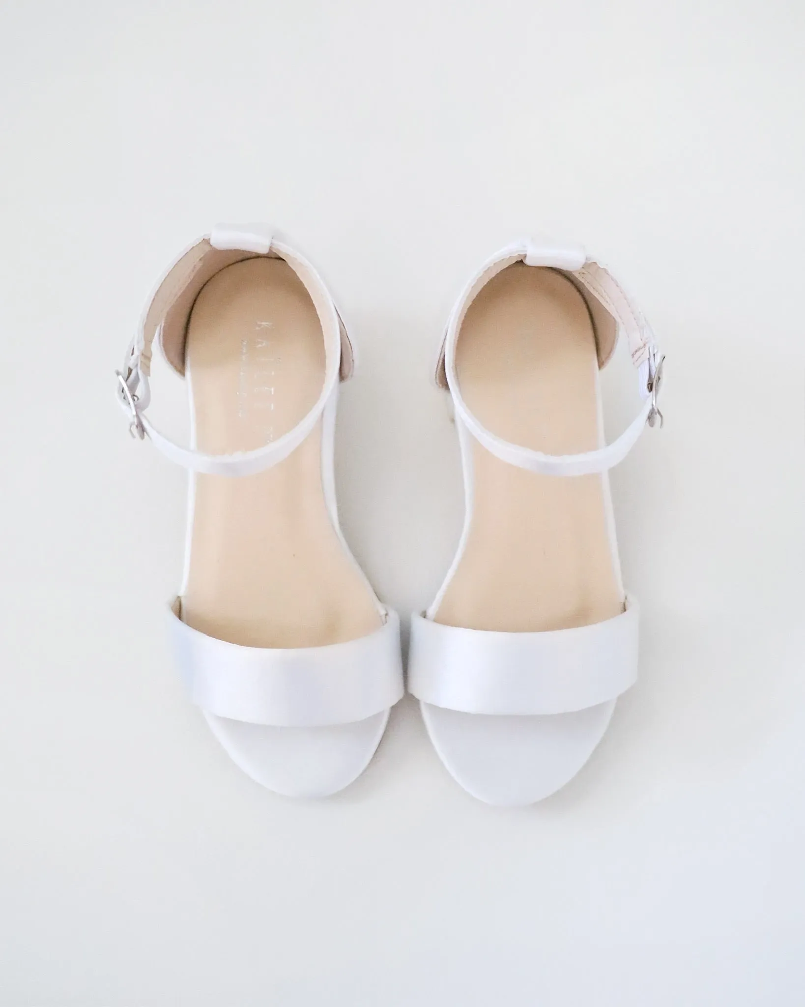 Satin Girls Block Heel Sandals with Ankle Strap