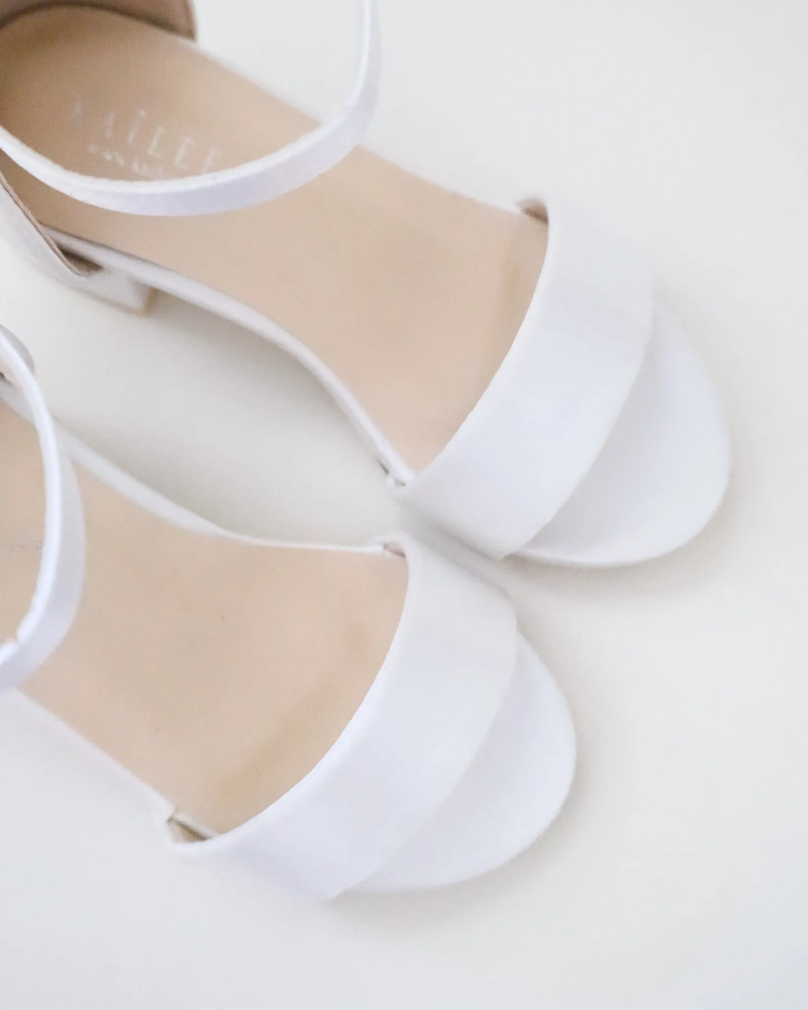 Satin Girls Block Heel Sandals with Ankle Strap