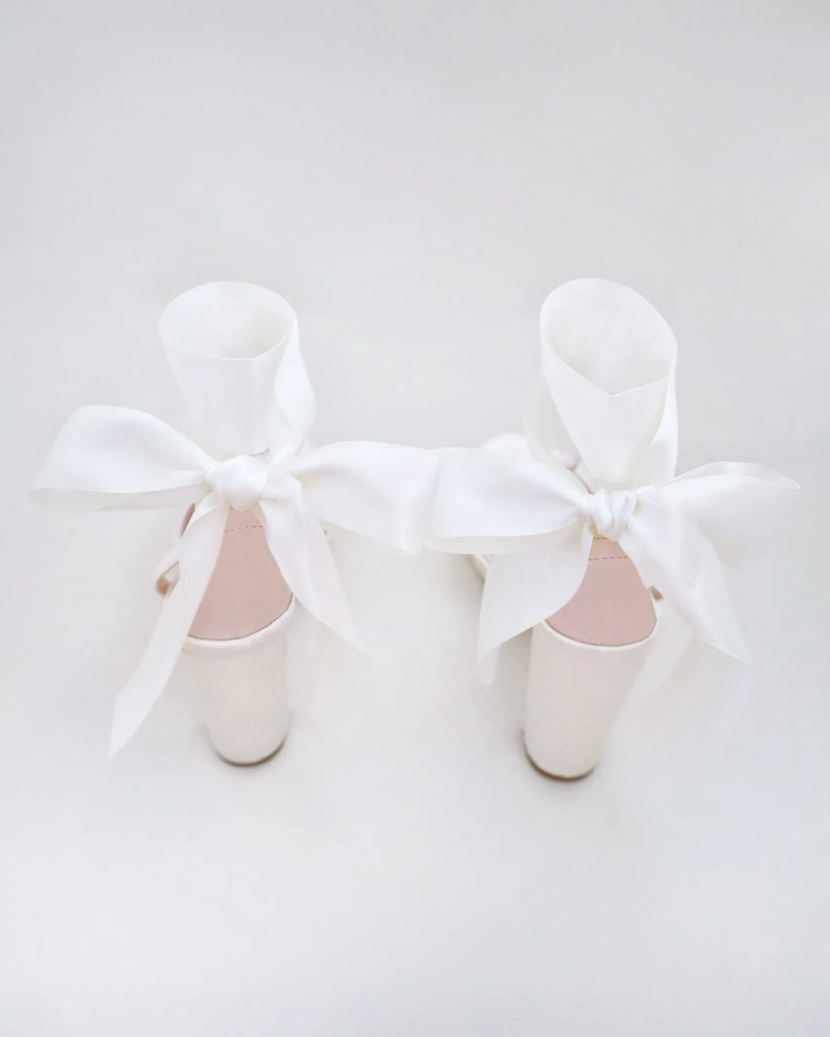 Satin Platform Block Heel Wedding Sandals with Wrapped Ribbon Tie