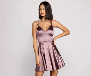 Satin Sophistication Stylish Skater Dress