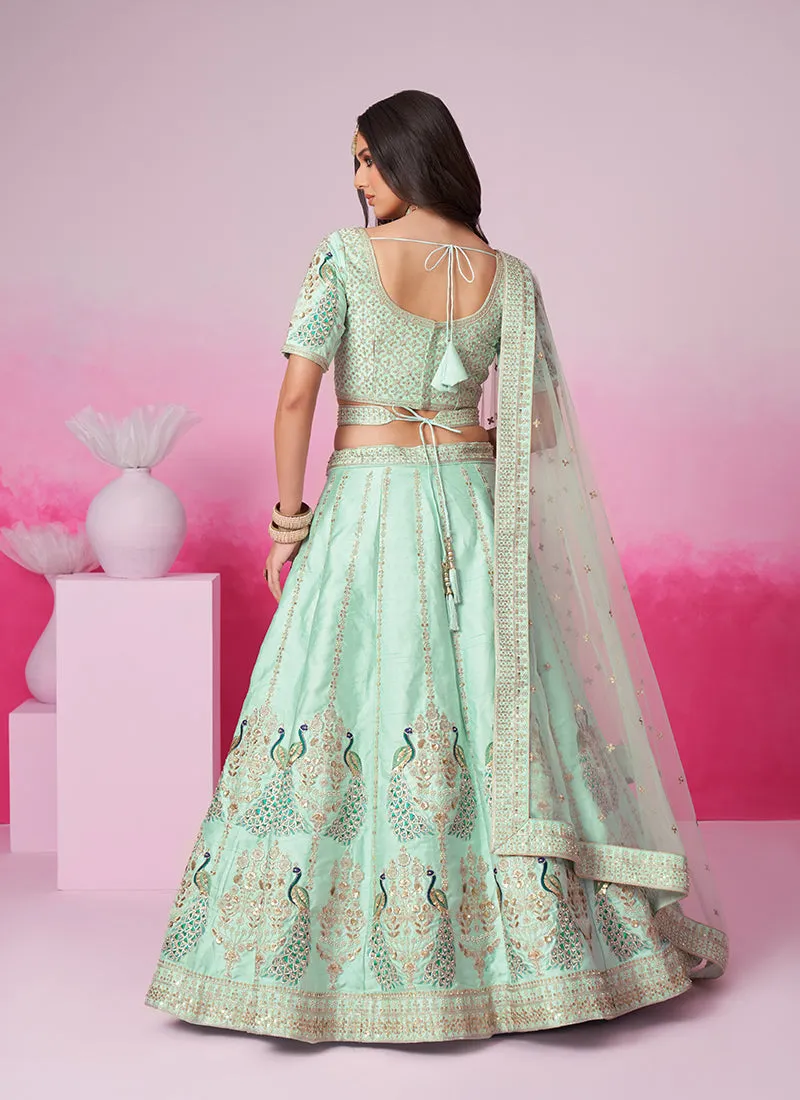 Sea Green Multi Embroidery Bridal Lehenga Choli