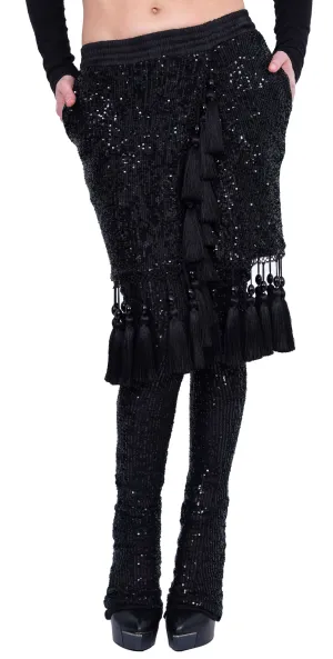 Sequin Leggings with Attached Skirt