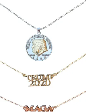Set of 3 Donald Trump Necklaces for Women - Jewelry for MAGA Supporters