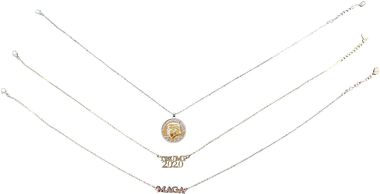 Set of 3 Donald Trump Necklaces for Women - Jewelry for MAGA Supporters