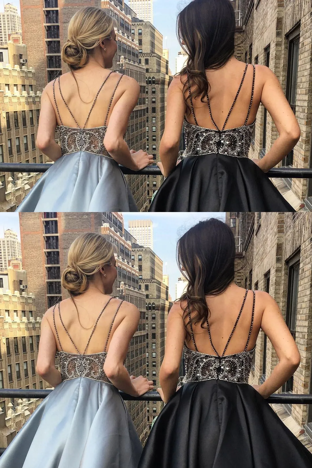 Sexy Homecoming Dress Spaghetti Straps Rhinestone Sleeveless Backless Satin Short Prom Dress Party Dress OHM107
