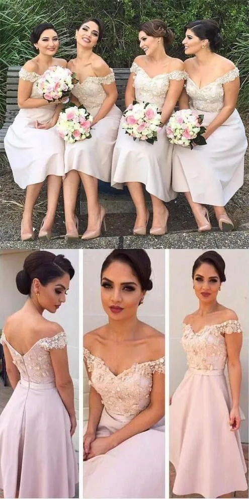 Short Floral Cheap Maid Of Honor Keen Length Bridesmaid Dresses