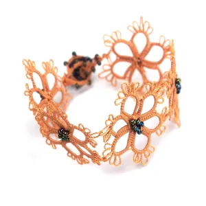Silk Crochet Gerbera Bracelet - Apricot