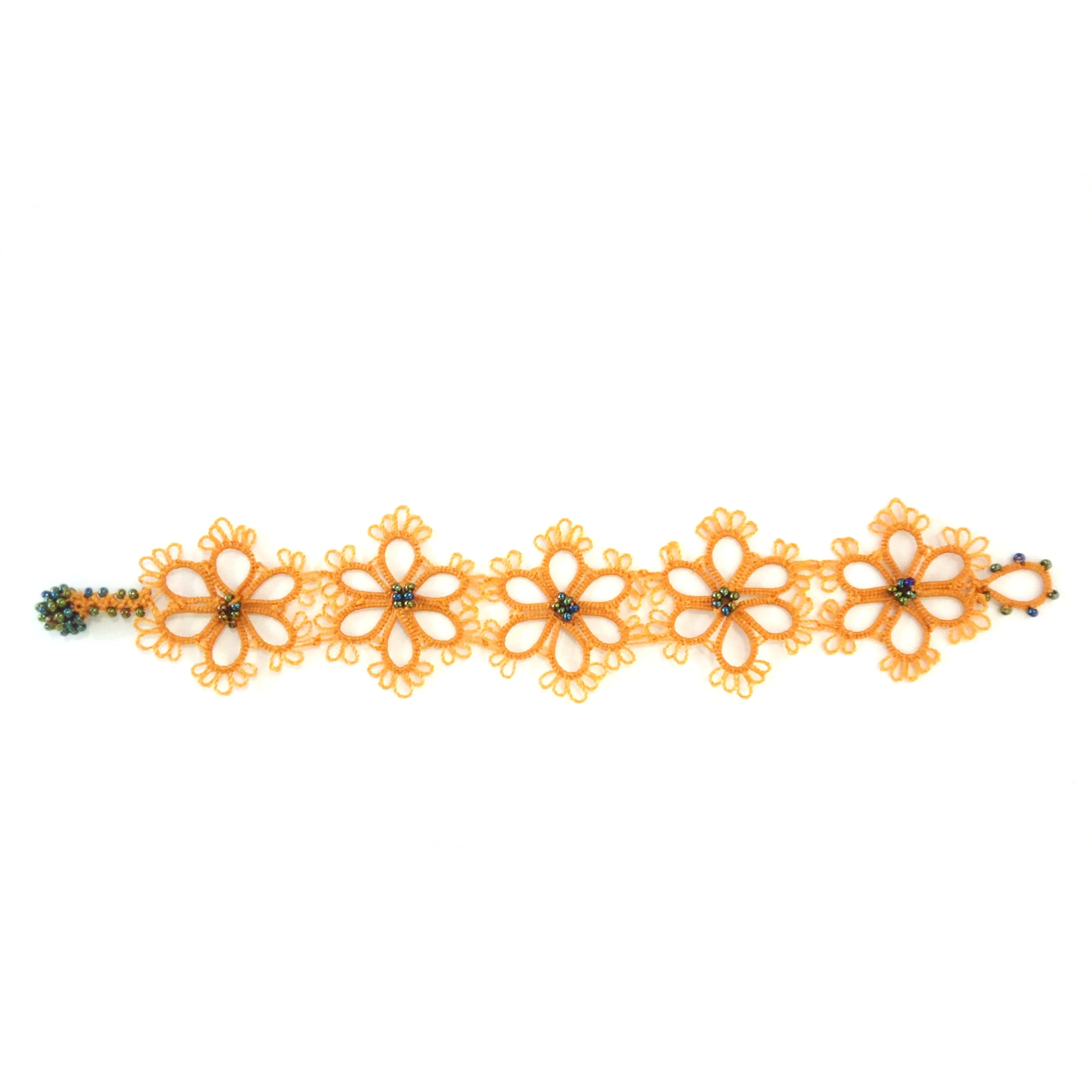 Silk Crochet Gerbera Bracelet - Apricot