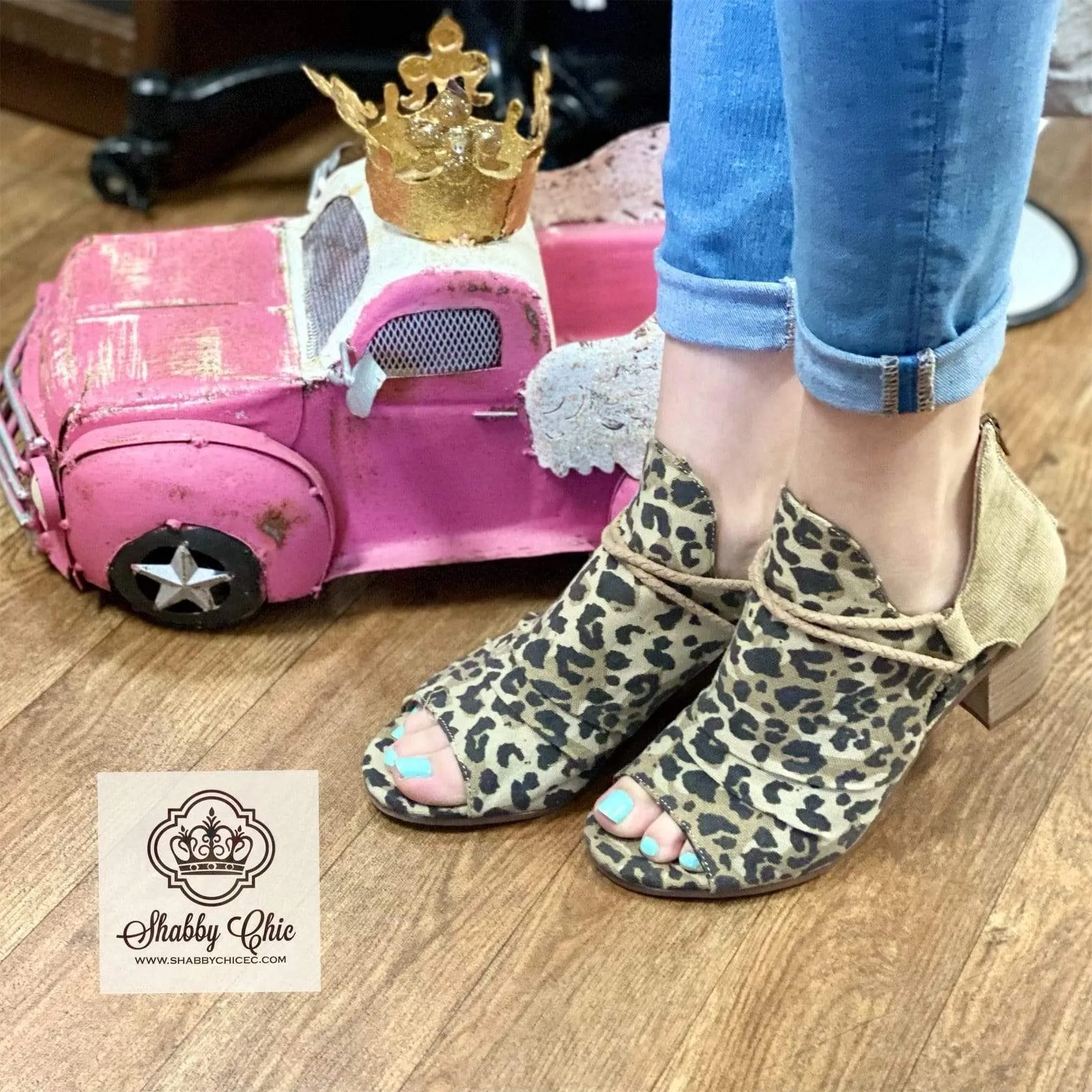 Sillian Leopard Open Toe Heels
