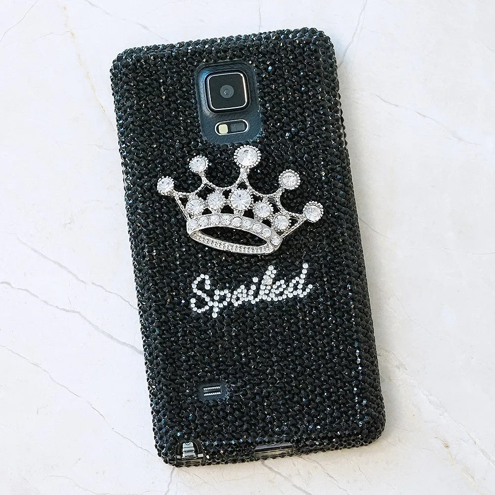 Silver Crown with Jet Black Crystals Personalized Name & Initials Design (style PN_1129)