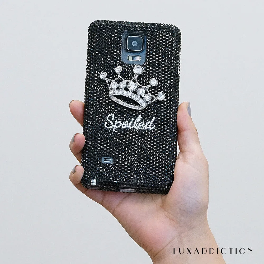 Silver Crown with Jet Black Crystals Personalized Name & Initials Design (style PN_1129)