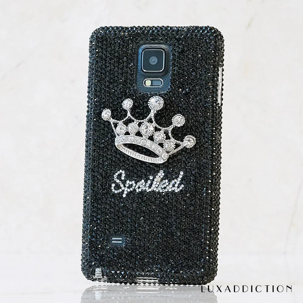 Silver Crown with Jet Black Crystals Personalized Name & Initials Design (style PN_1129)
