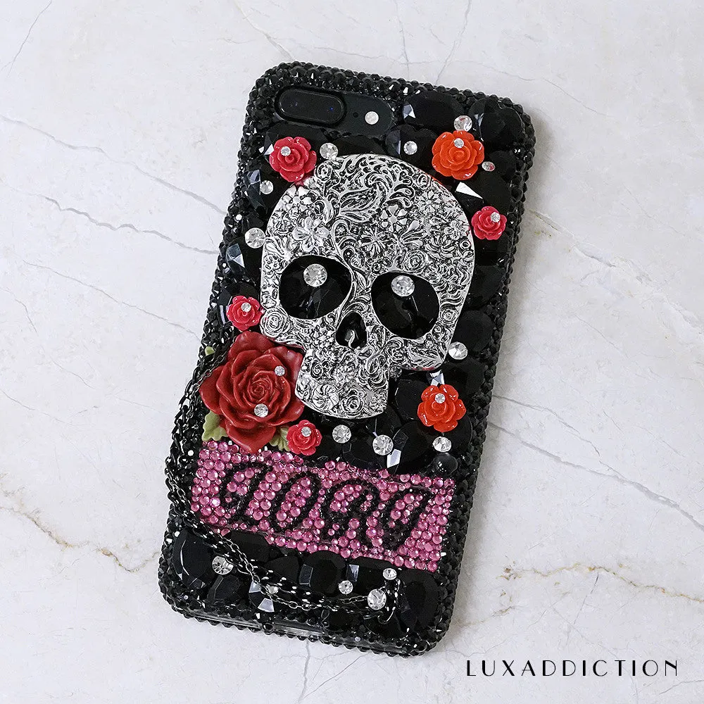 Skull and Roses Personalized Name & Initials Design (style PN_1126)