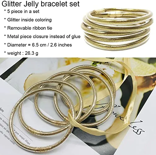 SL-064 Women's Glitter Filled Silicone Bracelet 5 Packs x 26 packs - NEW - SMALL LOT