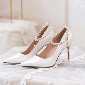 Small Feet Ankle Strap Silk Satin Pumps ANLE13
