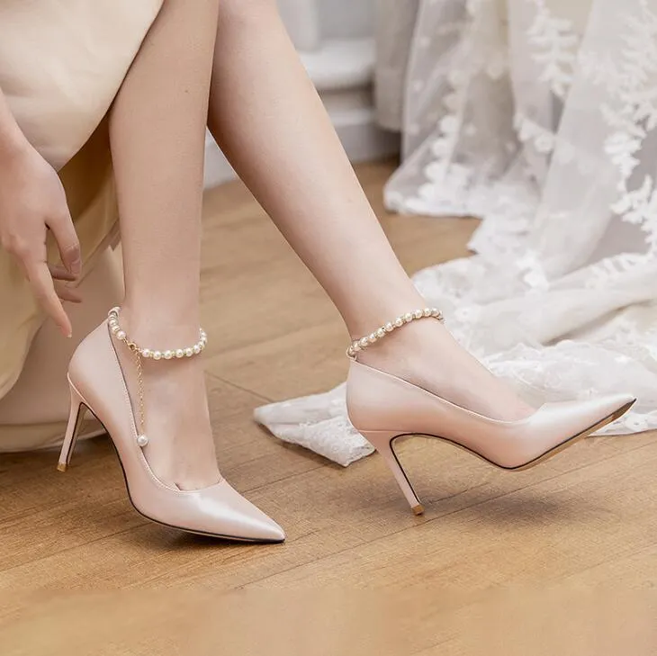 Small Feet Ankle Strap Silk Satin Pumps ANLE13