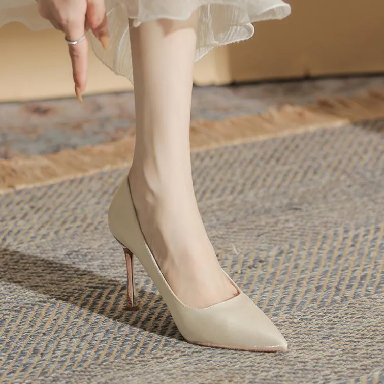 Small Feet Metal Heel Satin Heel Shoes ES108
