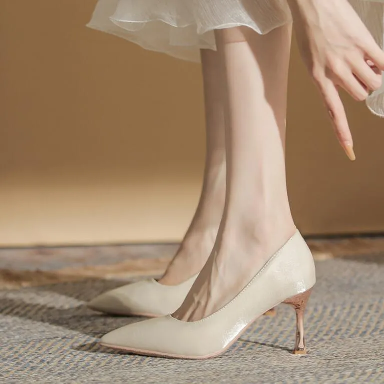 Small Feet Metal Heel Satin Heel Shoes ES108