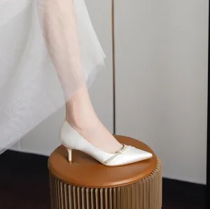 Small Silk Satin Mid Heel Shoes GS351