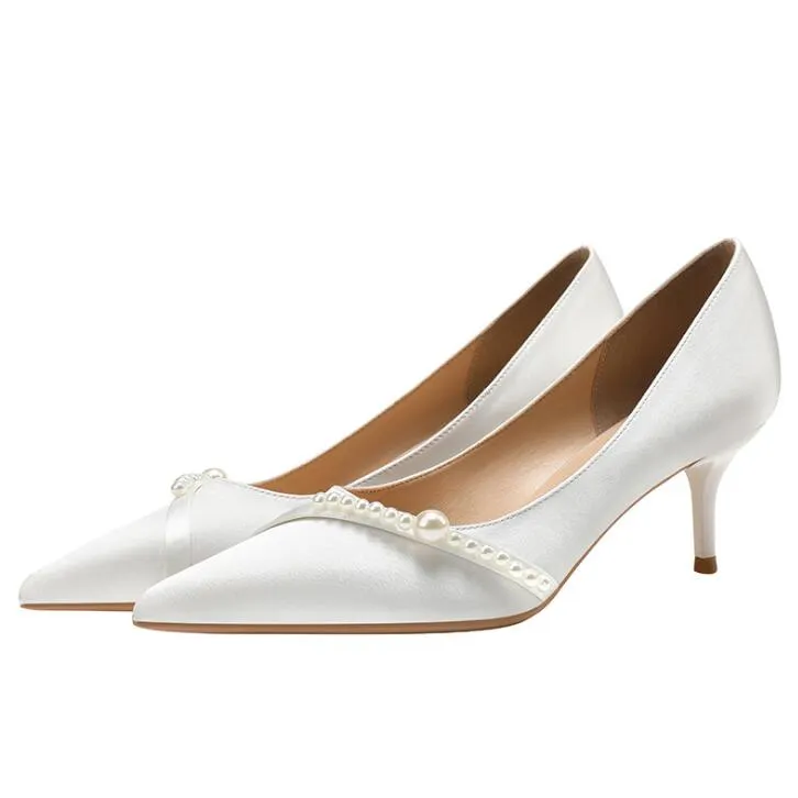 Small Silk Satin Mid Heel Shoes GS351