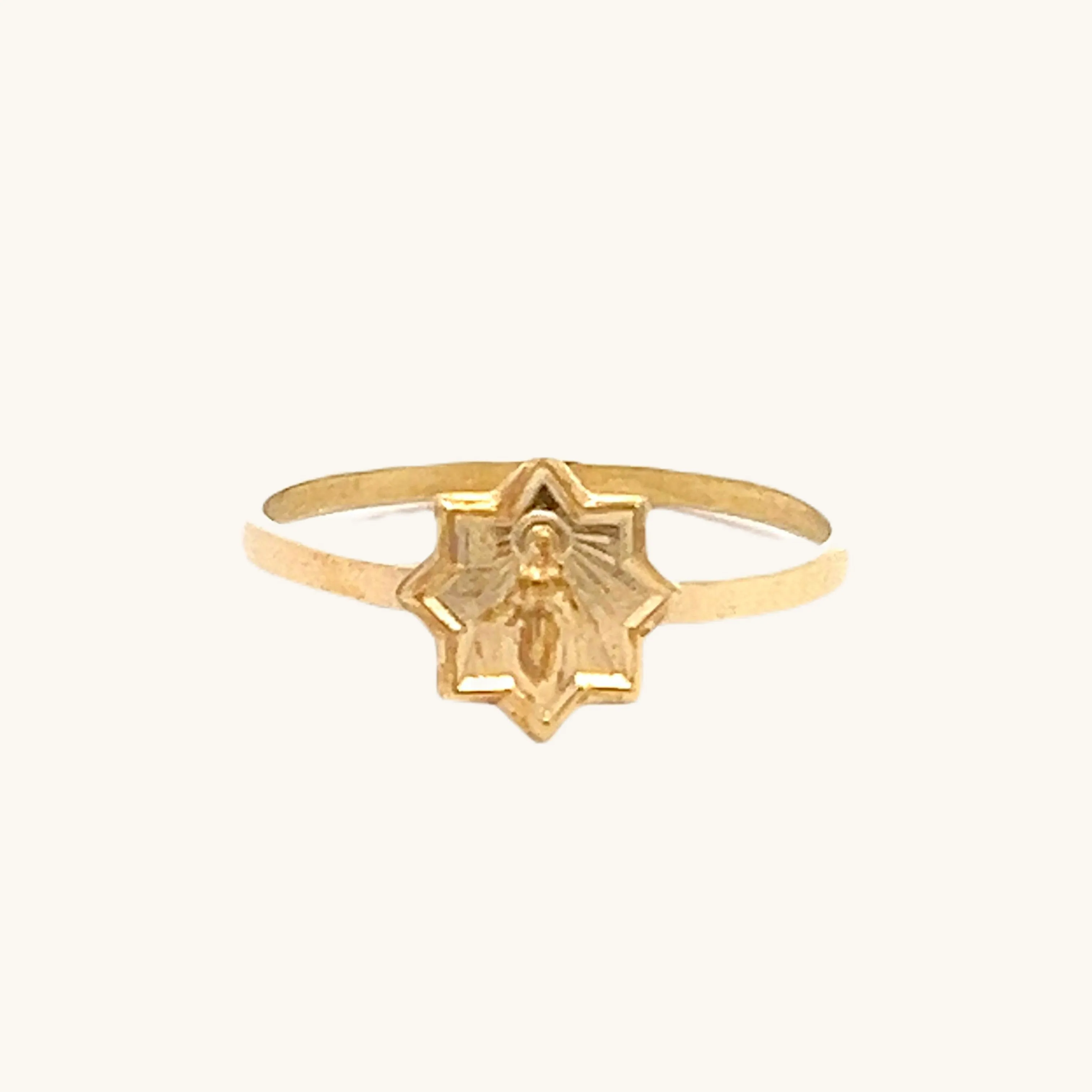 SOLID 14K YELLOW GOLD STAR MIRACULOUS RING