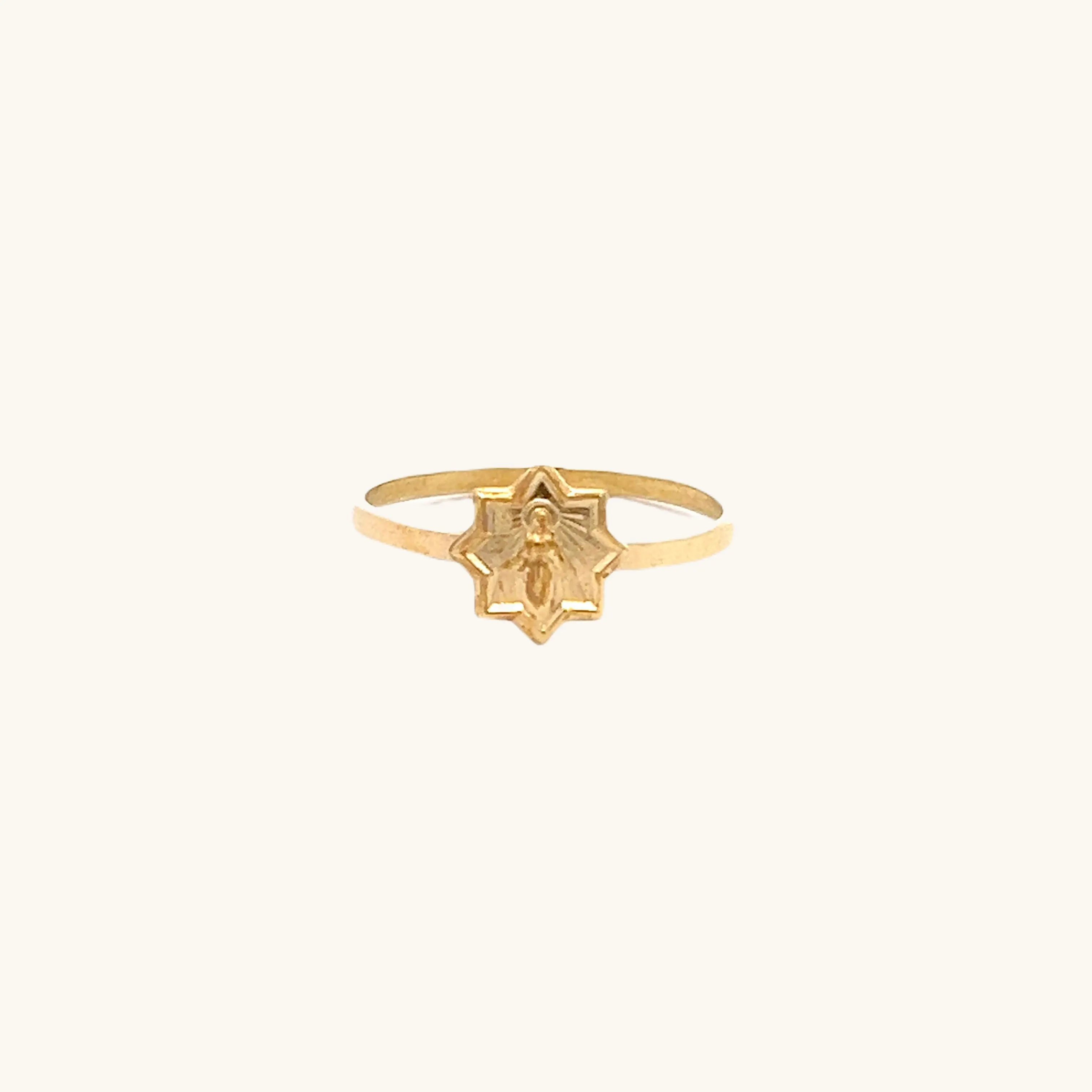 SOLID 14K YELLOW GOLD STAR MIRACULOUS RING