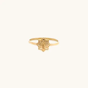 SOLID 14K YELLOW GOLD STAR MIRACULOUS RING