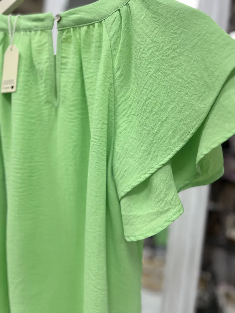 Solid Butterfly Short Sleeves Top