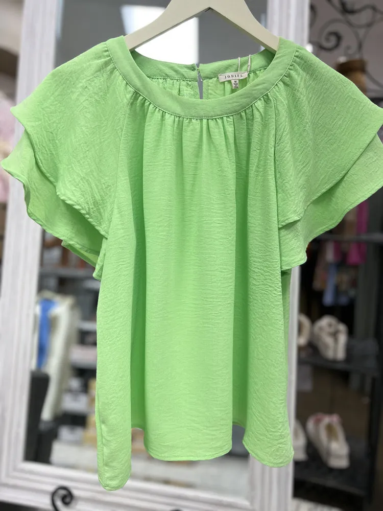 Solid Butterfly Short Sleeves Top