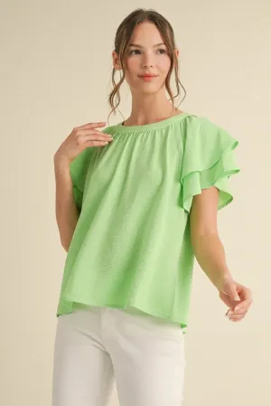 Solid Butterfly Short Sleeves Top