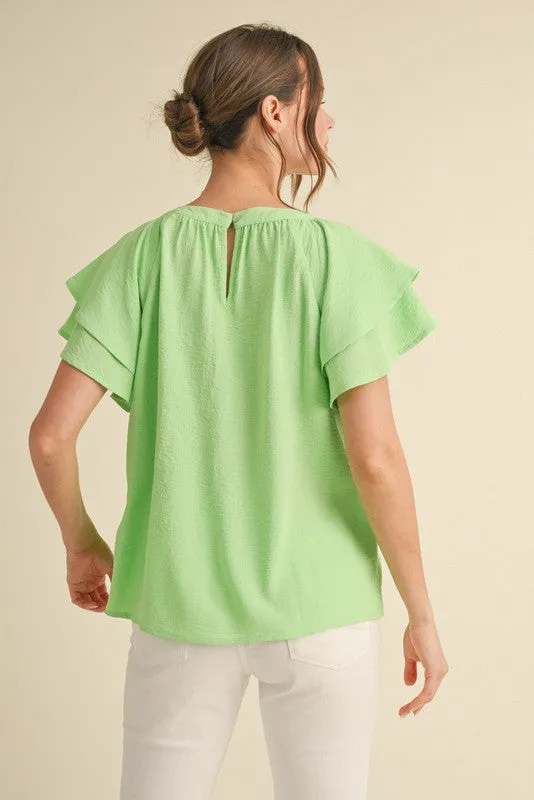 Solid Butterfly Short Sleeves Top