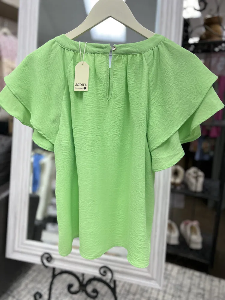 Solid Butterfly Short Sleeves Top