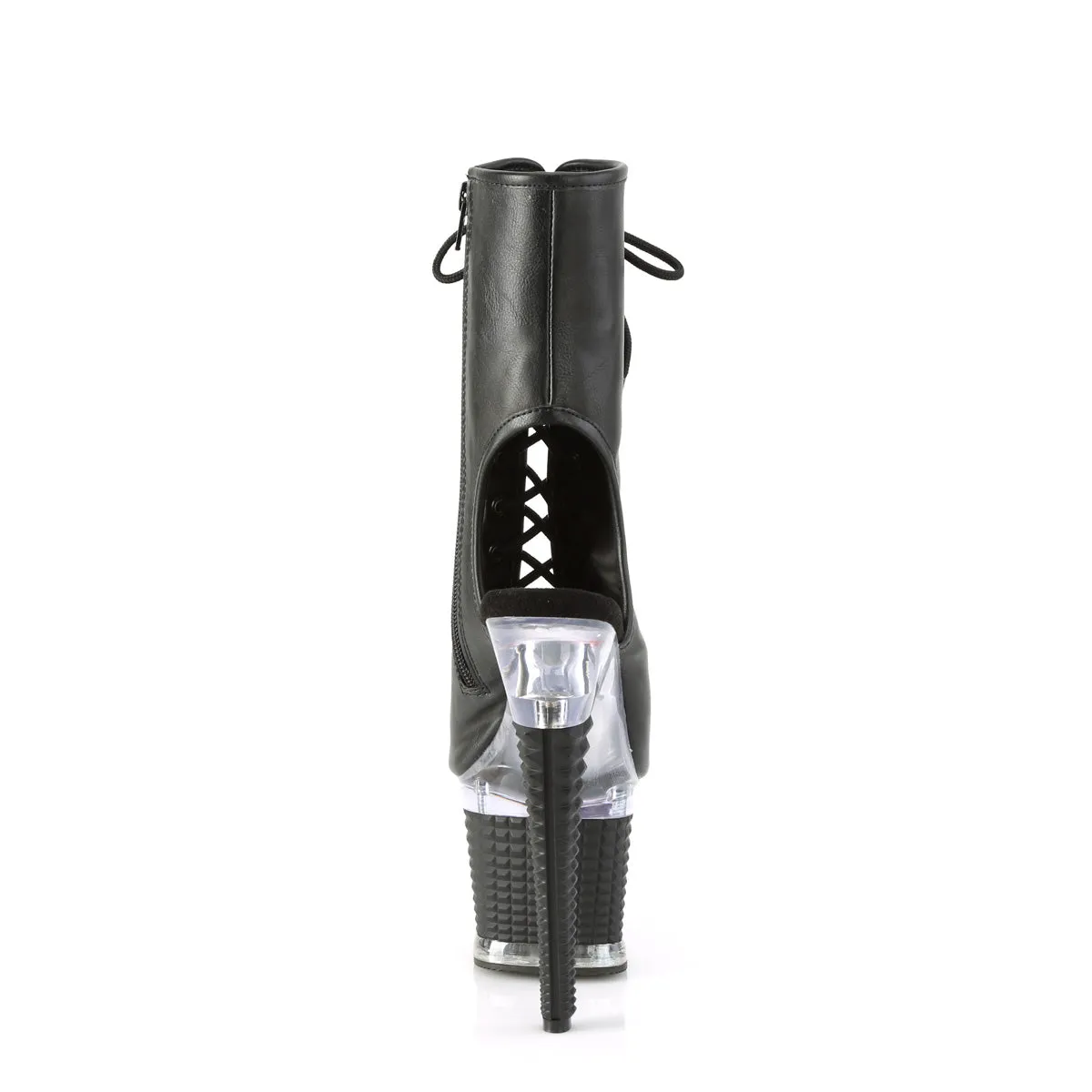 SPECTATOR-1016  Black Faux Leather/Clear-Black Matte