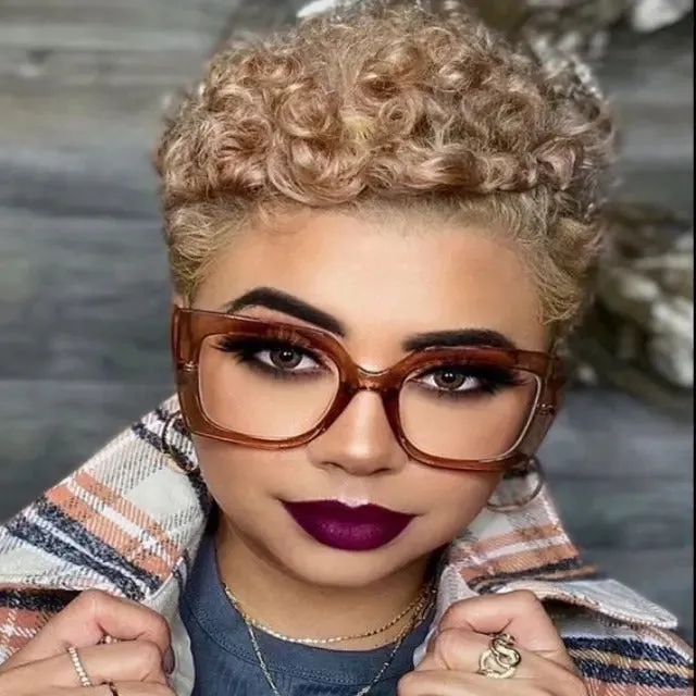 Square eyeglass frames, luxurious design for women, large size clear lenses, fashionable