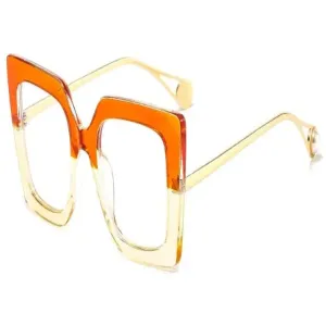 Square eyeglass frames, luxurious design for women, large size clear lenses, fashionable