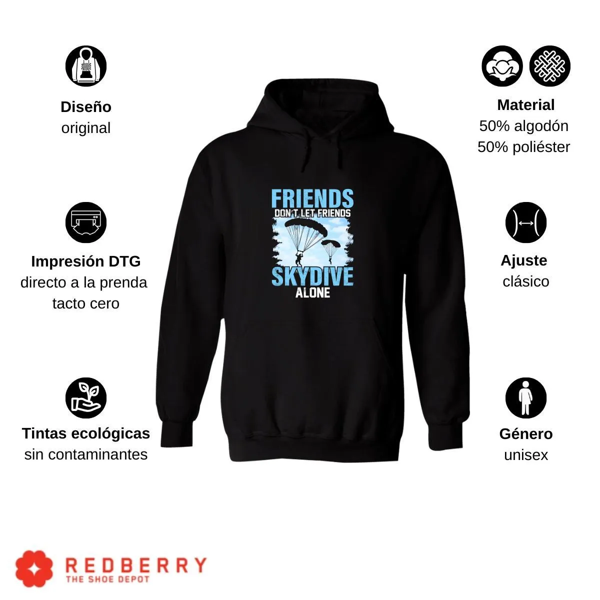 Sudadera Hombre  Hoodie Paracaidismo Deporte Vintage 006